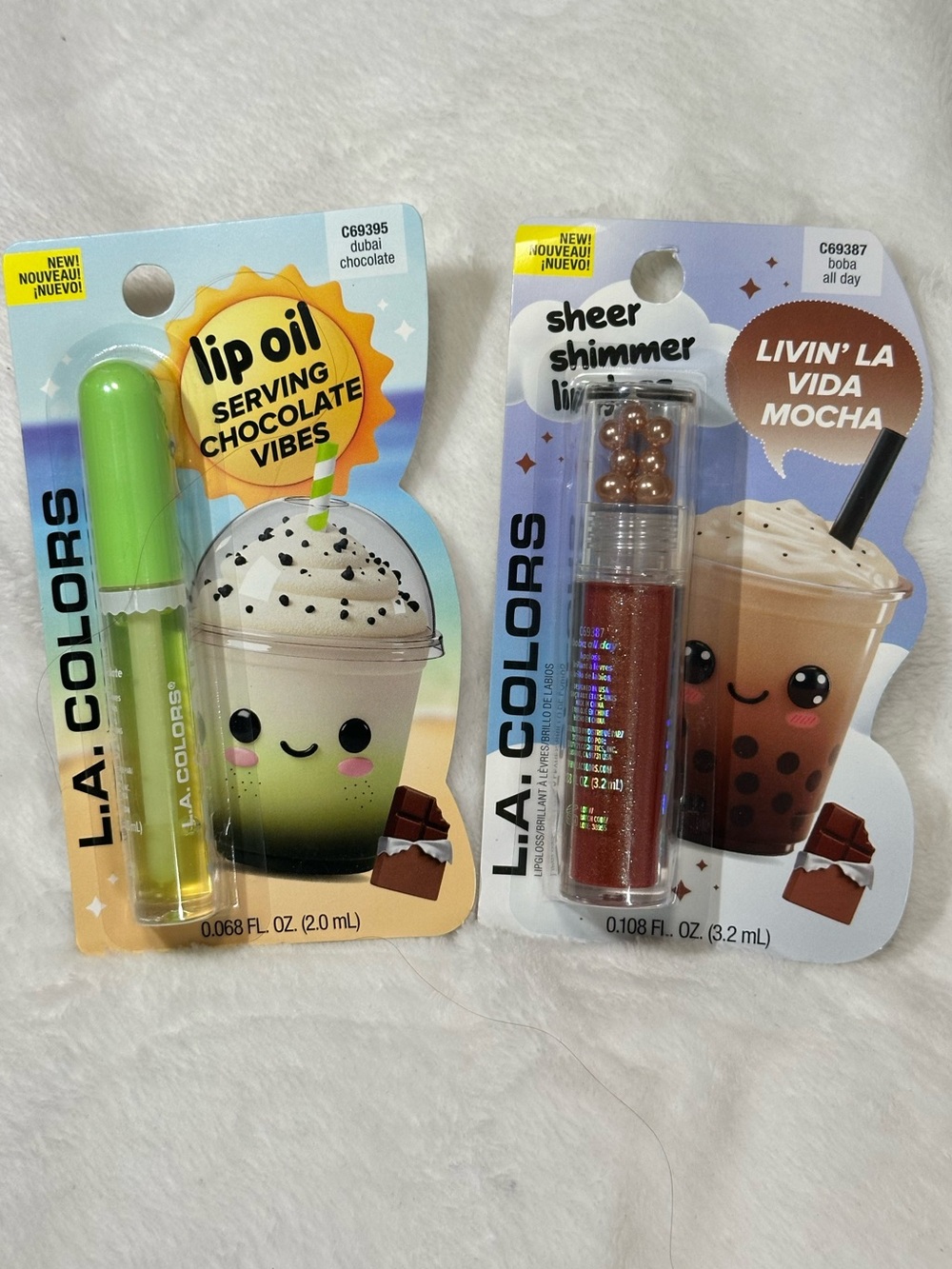 L.A. Colors Lip Oil & Shimmer Lip Gloss Duo Dubai Chocolate Boba
